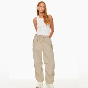 Aritzia Squad Pocket Parachute Pant in Humus Beige